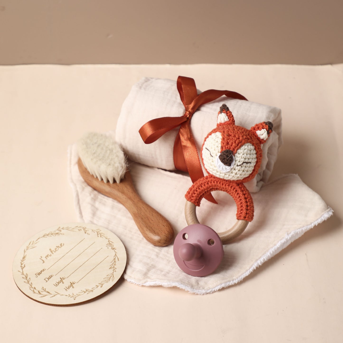 Handheld Gift Towel Wool Brush Baby Drool Towel Pacifier Set