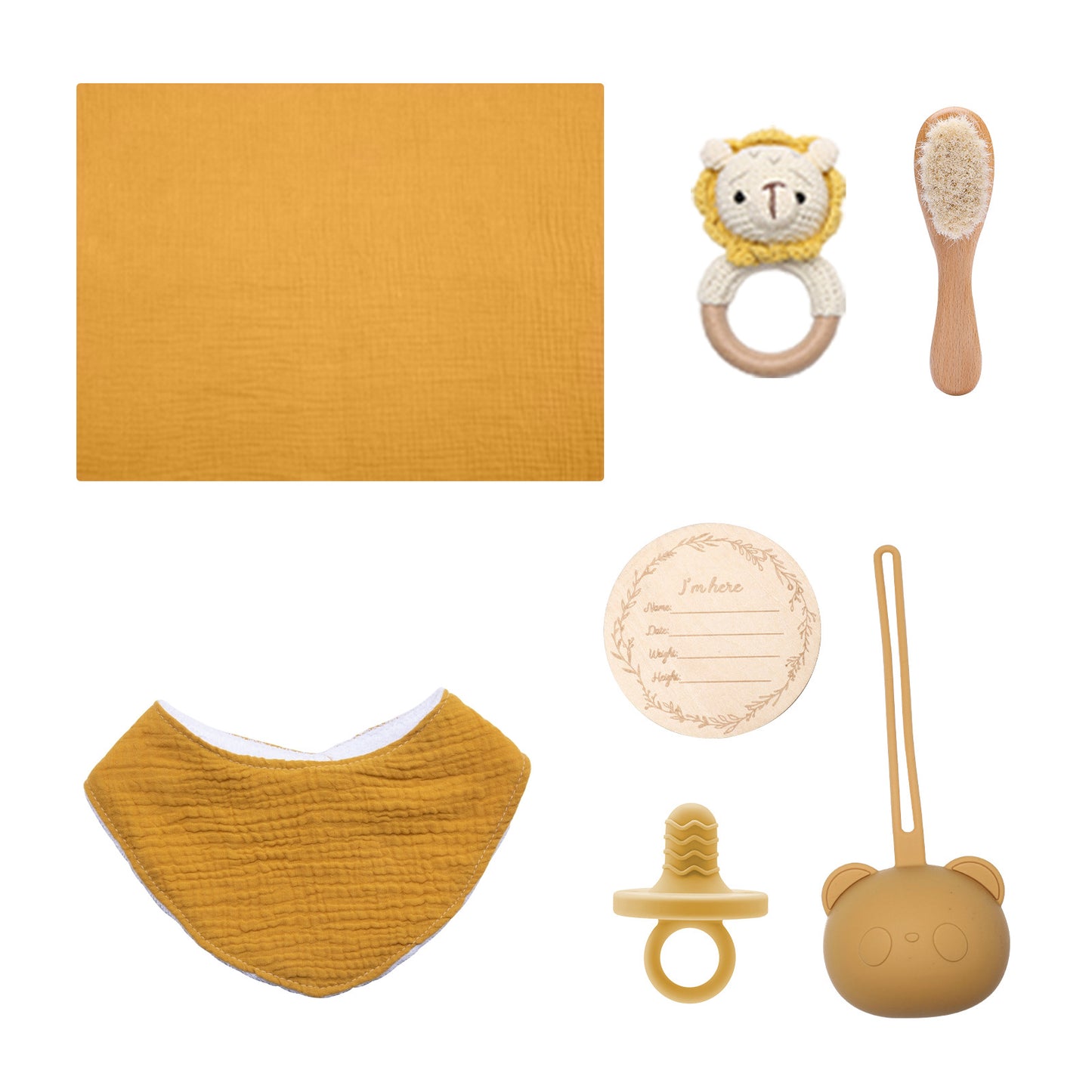Handheld Gift Towel Wool Brush Baby Drool Towel Pacifier Set