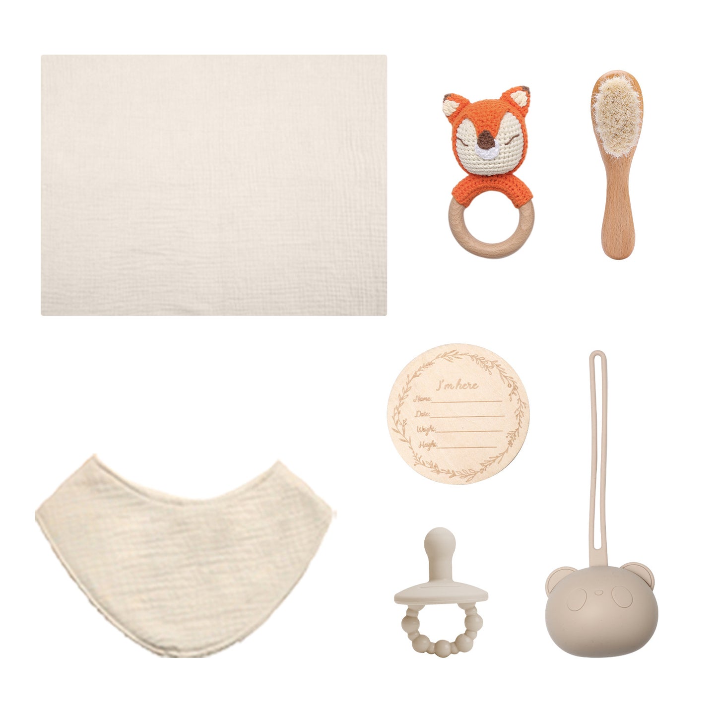 Handheld Gift Towel Wool Brush Baby Drool Towel Pacifier Set
